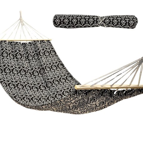 HAMAK OGRODOWY 1 OSOBOWY 200X100CM Z DRĄŻKIEM ETNO CZARNO-BIAŁY 1078106