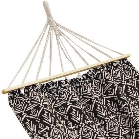 HAMAK OGRODOWY 1 OSOBOWY 200X100CM Z DRĄŻKIEM ETNO CZARNO-BIAŁY 1078106