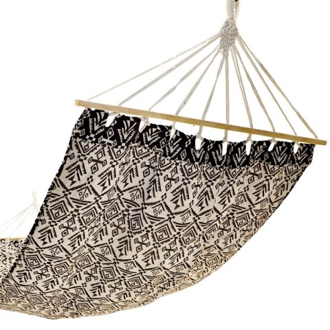 HAMAK OGRODOWY 1 OSOBOWY 200X100CM Z DRĄŻKIEM ETNO CZARNO-BIAŁY 1078106