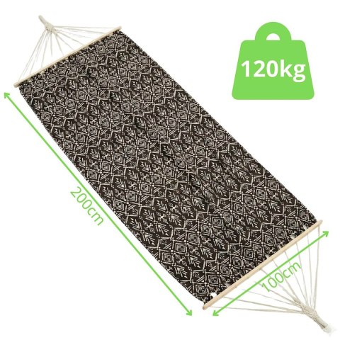 HAMAK OGRODOWY 1 OSOBOWY 200X100CM Z DRĄŻKIEM ETNO CZARNO-BIAŁY 1078106