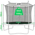 TRAMPOLINA BATUTA OGRODOWA SKŁADANA Z SIATKĄ WEWNĘTRZNĄ 8FT 244CM ENERO