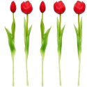 BUKIET 5 TULIPANÓW PIWONIOWYCH CZERWONYCH 39CM JAK ŻYWYCH DEKORACJA WIOSENNA