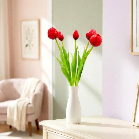 BUKIET 5 TULIPANÓW PIWONIOWYCH CZERWONYCH 39CM JAK ŻYWYCH DEKORACJA WIOSENNA