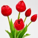 BUKIET 5 TULIPANÓW PIWONIOWYCH CZERWONYCH 39CM JAK ŻYWYCH DEKORACJA WIOSENNA