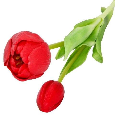 BUKIET 5 TULIPANÓW PIWONIOWYCH CZERWONYCH 39CM JAK ŻYWYCH DEKORACJA WIOSENNA