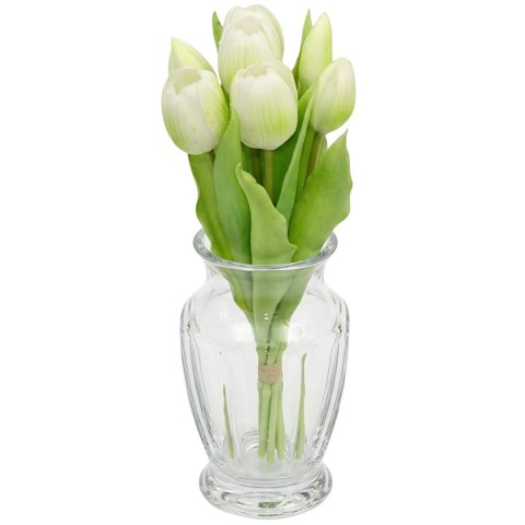 BUKIET 7 TULIPANÓW BIAŁYCH 31CM JAK ŻYWYCH DEKORACJA WIOSENNA
