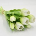 BUKIET 7 TULIPANÓW BIAŁYCH 31CM JAK ŻYWYCH DEKORACJA WIOSENNA