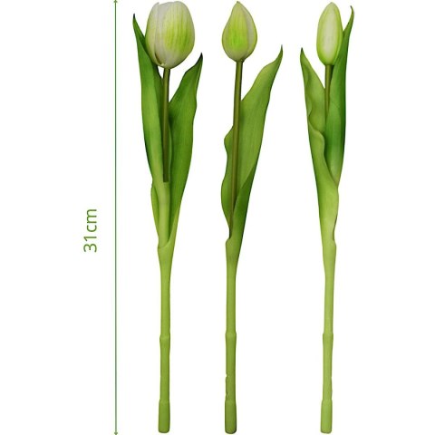 BUKIET 7 TULIPANÓW BIAŁYCH 31CM JAK ŻYWYCH DEKORACJA WIOSENNA