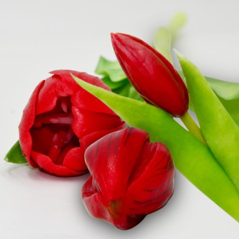 BUKIET 7 TULIPANÓW CZERWONYCH 31CM JAK ŻYWYCH DEKORACJA WIOSENNA