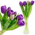 BUKIET 7 TULIPANÓW FIOLETOWYCH 31CM JAK ŻYWYCH DEKORACJA WIOSENNA