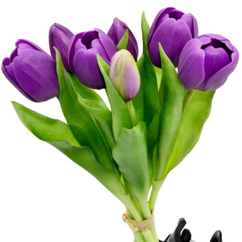 BUKIET 7 TULIPANÓW FIOLETOWYCH 31CM JAK ŻYWYCH DEKORACJA WIOSENNA