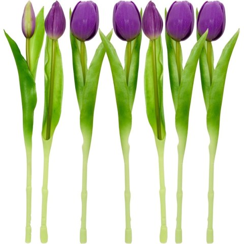 BUKIET 7 TULIPANÓW FIOLETOWYCH 31CM JAK ŻYWYCH DEKORACJA WIOSENNA