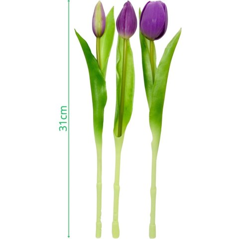 BUKIET 7 TULIPANÓW FIOLETOWYCH 31CM JAK ŻYWYCH DEKORACJA WIOSENNA