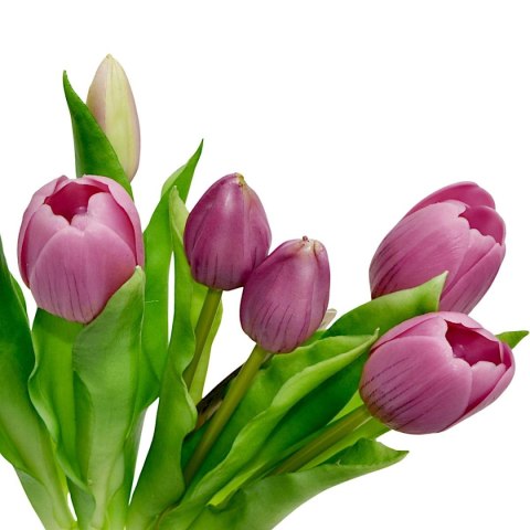 BUKIET 7 TULIPANÓW JASNO FIOLETOWYCH 31CM JAK ŻYWYCH DEKORACJA WIOSENNA