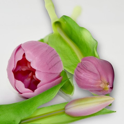 BUKIET 7 TULIPANÓW JASNO FIOLETOWYCH 31CM JAK ŻYWYCH DEKORACJA WIOSENNA