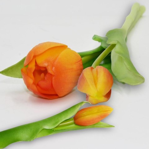 BUKIET 7 TULIPANÓW POMARAŃCZOWYCH 31CM JAK ŻYWYCH DEKORACJA WIOSENNA