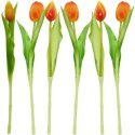 BUKIET 7 TULIPANÓW POMARAŃCZOWYCH 31CM JAK ŻYWYCH DEKORACJA WIOSENNA