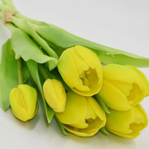 BUKIET 7 TULIPANÓW ŻÓŁTYCH 31CM JAK ŻYWYCH DEKORACJA WIOSENNA