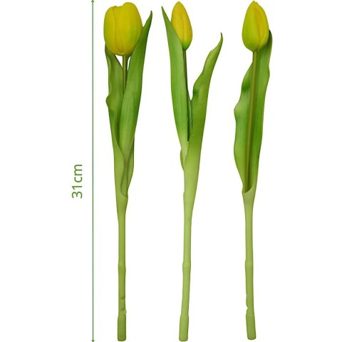 BUKIET 7 TULIPANÓW ŻÓŁTYCH 31CM JAK ŻYWYCH DEKORACJA WIOSENNA
