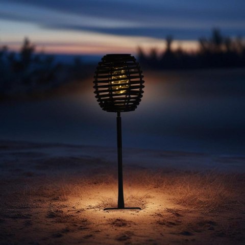 LAMPA SOLARNA KULA RATTAN CZARNA 15x52CM