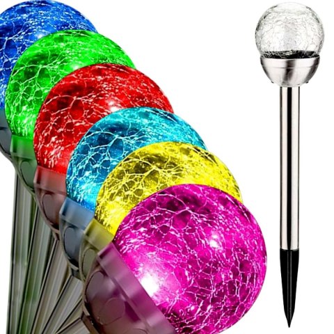 LAMPA SOLARNA SZKLANA KULA 7,5x34CM RGB