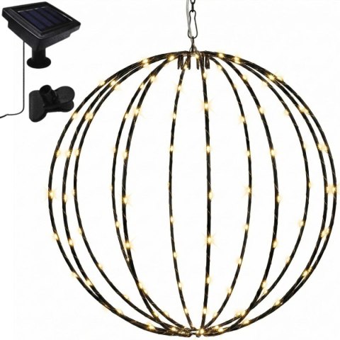 LAMPA SOLARNA WISZĄCA KULA 30CM 120 LED CIEPŁY BIAŁY