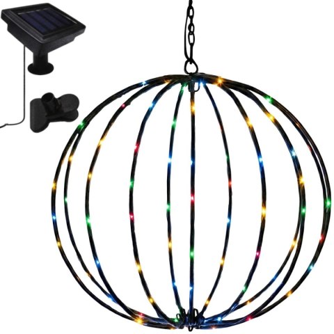 LAMPA SOLARNA WISZĄCA KULA 30CM 120 LED MULTIKOLOR
