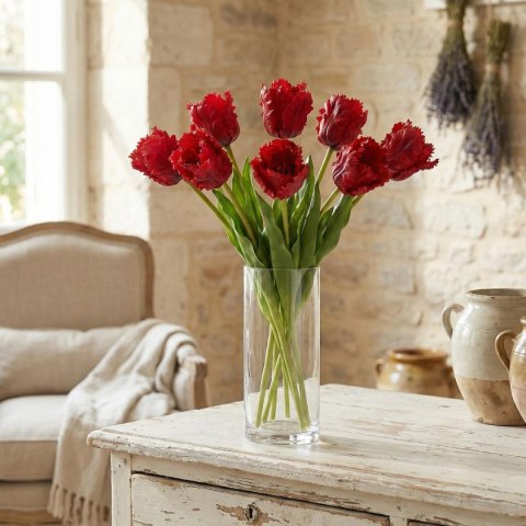 TULIPAN CZERWONY 38CM JAK ŻYWY DEKORACJA WIOSENNA