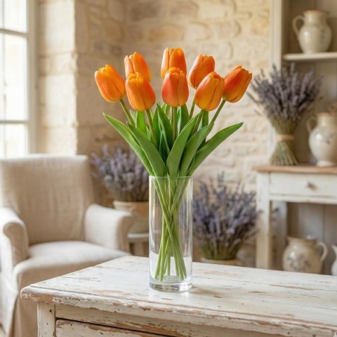 TULIPAN POMARAŃCZOWY 31CM JAK ŻYWY DEKORACJA WIOSENNA
