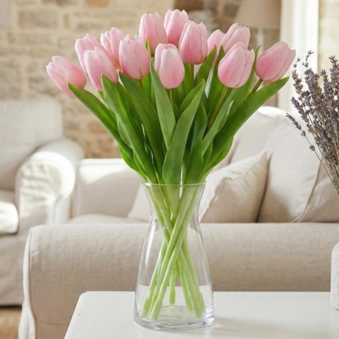 TULIPAN RÓŻOWY 31CM JAK ŻYWY DEKORACJA WIOSENNA