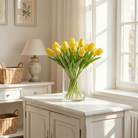 TULIPAN ŻÓŁTY 31CM JAK ŻYWY DEKORACJA WIOSENNA