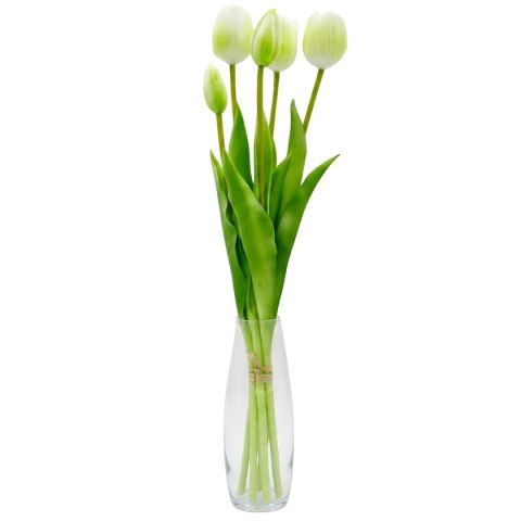 BUKIET 5 TULIPANÓW BIAŁYCH 39CM JAK ŻYWYCH DEKORACJA WIOSENNA