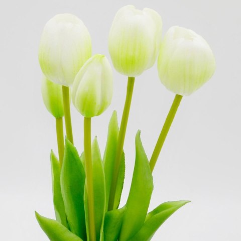 BUKIET 5 TULIPANÓW BIAŁYCH 39CM JAK ŻYWYCH DEKORACJA WIOSENNA