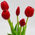 BUKIET 5 TULIPANÓW CZERWONYCH 39CM JAK ŻYWYCH DEKORACJA WIOSENNA