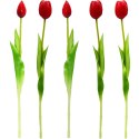 BUKIET 5 TULIPANÓW CZERWONYCH 39CM JAK ŻYWYCH DEKORACJA WIOSENNA