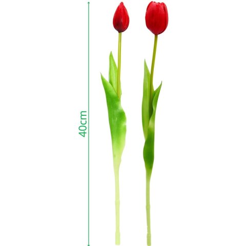 BUKIET 5 TULIPANÓW CZERWONYCH 39CM JAK ŻYWYCH DEKORACJA WIOSENNA
