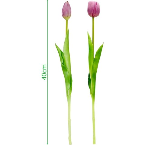 BUKIET 5 TULIPANÓW FIOLETOWYCH 39CM JAK ŻYWYCH DEKORACJA WIOSENNA