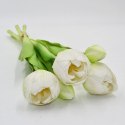 BUKIET 5 TULIPANÓW PIWONIOWYCH BIAŁYCH 39CM JAK ŻYWYCH DEKORACJA WIOSENNA