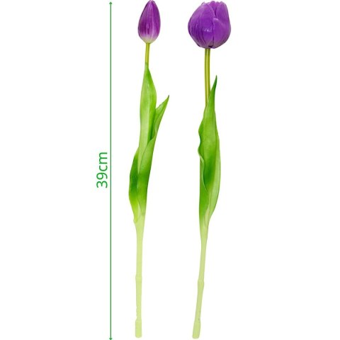 BUKIET 5 TULIPANÓW PIWONIOWYCH FIOLETOWYCH 39CM JAK ŻYWYCH DEKORACJA WIOSENNA