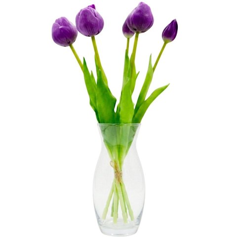 BUKIET 5 TULIPANÓW PIWONIOWYCH FIOLETOWYCH 39CM JAK ŻYWYCH DEKORACJA WIOSENNA