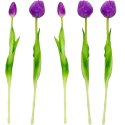 BUKIET 5 TULIPANÓW PIWONIOWYCH FIOLETOWYCH 39CM JAK ŻYWYCH DEKORACJA WIOSENNA