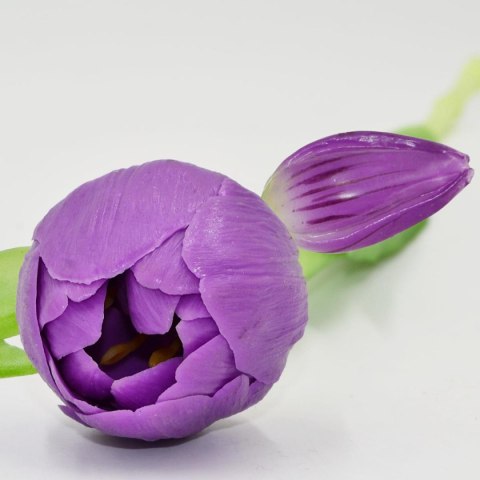 BUKIET 5 TULIPANÓW PIWONIOWYCH FIOLETOWYCH 39CM JAK ŻYWYCH DEKORACJA WIOSENNA