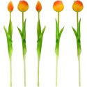 BUKIET 5 TULIPANÓW PIWONIOWYCH POMARAŃCZOWYCH 39CM JAK ŻYWYCH DEKORACJA WIOSENNA