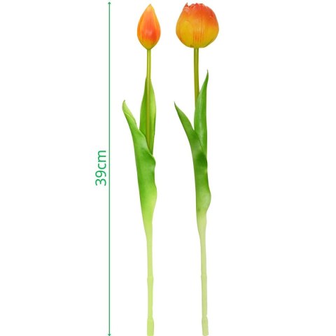 BUKIET 5 TULIPANÓW PIWONIOWYCH POMARAŃCZOWYCH 39CM JAK ŻYWYCH DEKORACJA WIOSENNA