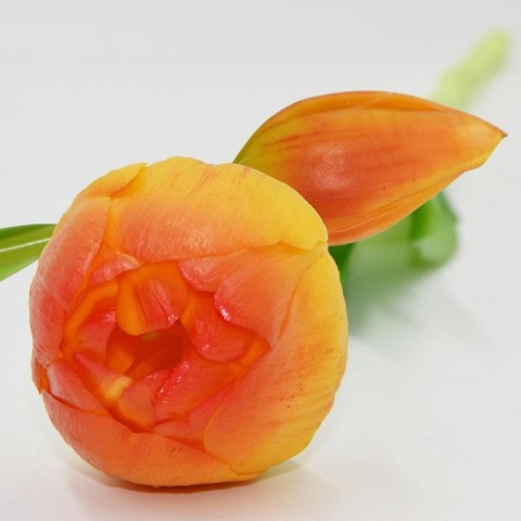 BUKIET 5 TULIPANÓW PIWONIOWYCH POMARAŃCZOWYCH 39CM JAK ŻYWYCH DEKORACJA WIOSENNA