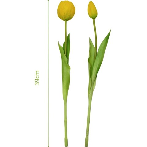 BUKIET 5 TULIPANÓW PIWONIOWYCH ŻÓŁTYCH 39CM JAK ŻYWYCH DEKORACJA WIOSENNA