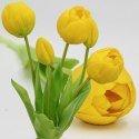 BUKIET 5 TULIPANÓW PIWONIOWYCH ŻÓŁTYCH 39CM JAK ŻYWYCH DEKORACJA WIOSENNA