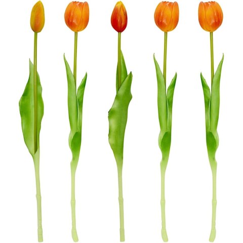 BUKIET 5 TULIPANÓW POMARAŃCZOWYCH 39CM JAK ŻYWYCH DEKORACJA WIOSENNA