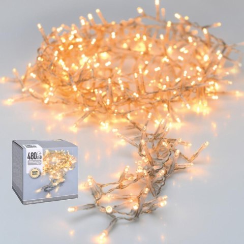 LAMPKI CHOINKOWE ŁAŃCUCH ŚWIETLNY 480 LED CIEPŁY BIAŁY PRZEŹROCZYSTY PRZEWÓD