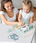 Drewniana kasa fiskalna sklepowa dla dzieci akcesoria zabawa w sklep